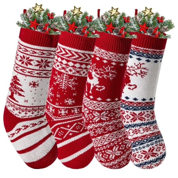 🎅 4 Pack Gorgeous Knit Stockings🎄 Brand New - Picture 7 of 13